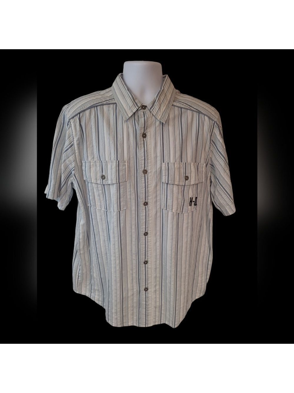 Men's Short Sleeve Harley Davidson Button Down Shirt Size L